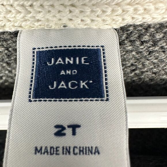 Janie and Jack Boys 2T Grey Fair Isle Sweater Knit Crewneck Winter Holidays - Picture 4 of 4